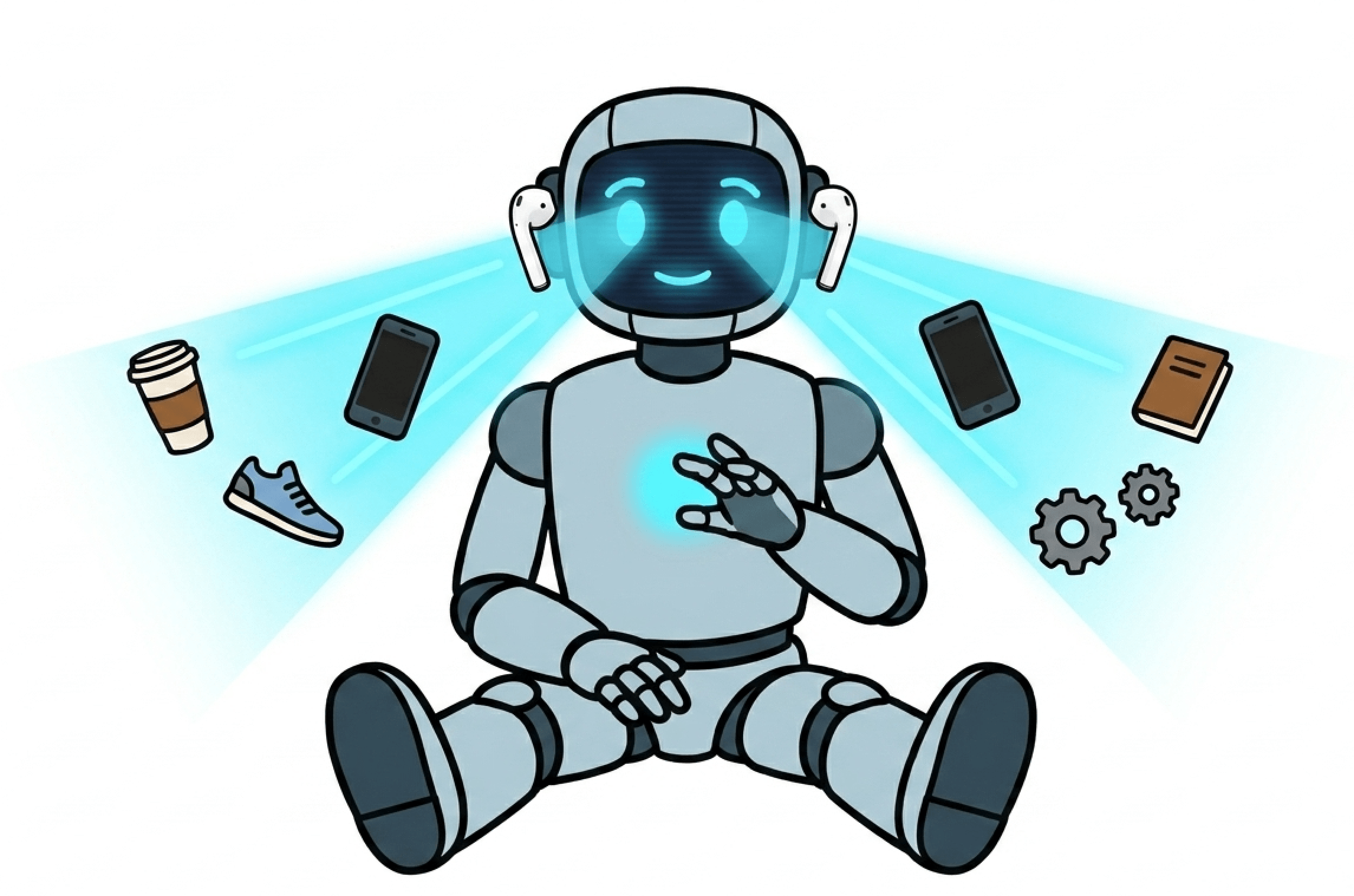 A robot scanning podcasts for products and moments